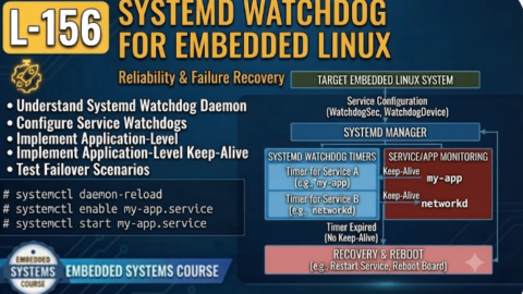 L-156 Systemd Watchdog For Embedded Linux, free linux drivers course, learn linux device drivers, linux driver development tutorial, free linux kernel programming, linux device driver training, open source driver development, write linux device drivers, linux kernel driver course, free embedded linux drivers, linux driver tutorial pdf
