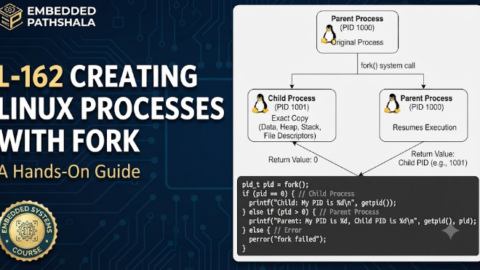 L-162 Creating Linux Processes With fork, free linux drivers course, learn linux device drivers, linux driver development tutorial, free linux kernel programming, linux device driver training, open source driver development, write linux device drivers, linux kernel driver course, free embedded linux drivers, linux driver tutorial pdf