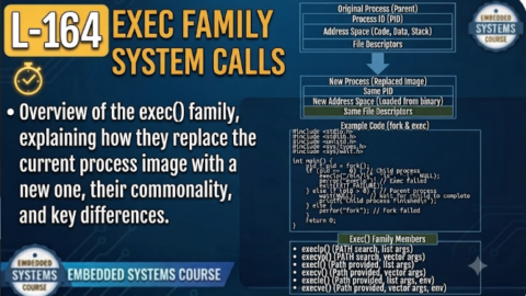 L-164 Exec Family System Calls, free linux drivers course, learn linux device drivers, linux driver development tutorial, free linux kernel programming, linux device driver training, open source driver development, write linux device drivers, linux kernel driver course, free embedded linux drivers, linux driver tutorial pdf