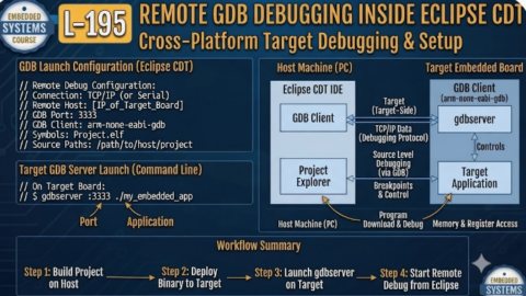L-195 Remote GDB Debugging Inside Eclipse CDT, free linux drivers course, learn linux device drivers, linux driver development tutorial, free linux kernel programming, linux device driver training, open source driver development, write linux device drivers, linux kernel driver course, free embedded linux drivers, linux driver tutorial pdf