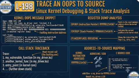 L-198 Trace An Oops To Source, free linux drivers course, learn linux device drivers, linux driver development tutorial, free linux kernel programming, linux device driver training, open source driver development, write linux device drivers, linux kernel driver course, free embedded linux drivers, linux driver tutorial pdf
