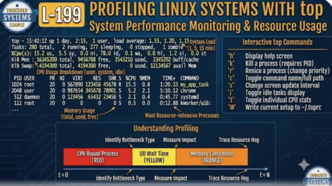 L-199 Profiling Linux Systems with top, free linux drivers course, learn linux device drivers, linux driver development tutorial, free linux kernel programming, linux device driver training, open source driver development, write linux device drivers, linux kernel driver course, free embedded linux drivers, linux driver tutorial pdf