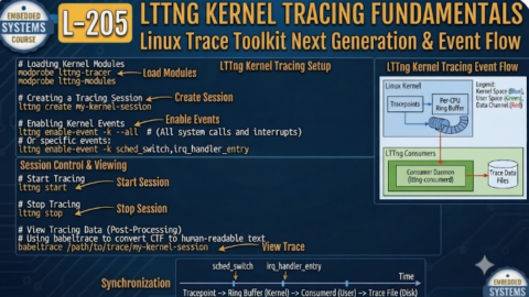 L-205 LTTng Kernel Tracing Fundamentals, free linux drivers course, learn linux device drivers, linux driver development tutorial, free linux kernel programming, linux device driver training, open source driver development, write linux device drivers, linux kernel driver course, free embedded linux drivers, linux driver tutorial pdf