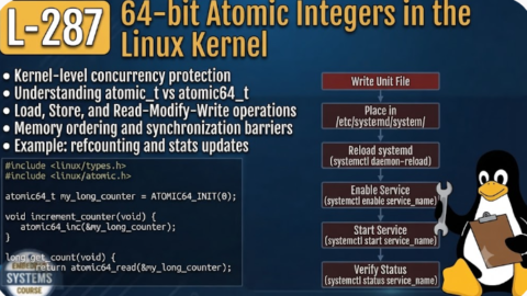 L- 287 64-bit Atomic Integers in the Linux Kernel, free linux drivers course, learn linux device drivers, linux driver development tutorial, free linux kernel programming, linux device driver training, open source driver development, write linux device drivers, linux kernel driver course, free embedded linux drivers, linux driver tutorial pdf