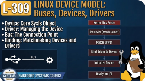 L- 309 Linux Device Model Explained: How Buses, Devices and Drivers Work Together, free linux drivers course, learn linux device drivers, linux driver development tutorial, free linux kernel programming, linux device driver training, open source driver development, write linux device drivers, linux kernel driver course, free embedded linux drivers, linux driver tutorial pdf