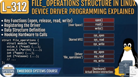 L- 312 file_operations Structure in Linux Device Driver Programming Explained, free linux drivers course, learn linux device drivers, linux driver development tutorial, free linux kernel programming, linux device driver training, open source driver development, write linux device drivers, linux kernel driver course, free embedded linux drivers, linux driver tutorial pdf