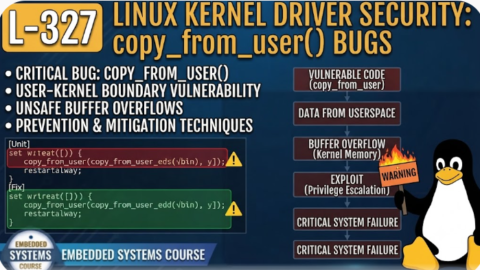 L- 327 Linux Kernel Driver Security: copy_from_user() Bugs, free linux drivers course, learn linux device drivers, linux driver development tutorial, free linux kernel programming, linux device driver training, open source driver development, write linux device drivers, linux kernel driver course, free embedded linux drivers, linux driver tutorial pdf