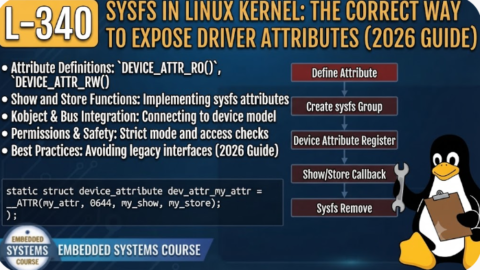 L- 340 sysfs in Linux Kernel: The Correct Way to Expose Driver Attributes (2026 Guide), free linux drivers course, learn linux device drivers, linux driver development tutorial, free linux kernel programming, linux device driver training, open source driver development, write linux device drivers, linux kernel driver course, free embedded linux drivers, linux driver tutorial pdf