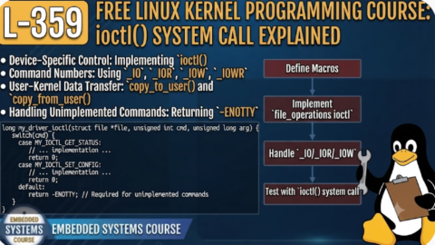 L- 359 Free Linux Kernel Programming Course: ioctl() System Call Explained, free linux drivers course, learn linux device drivers, linux driver development tutorial, free linux kernel programming, linux device driver training, open source driver development, write linux device drivers, linux kernel driver course, free embedded linux drivers, linux driver tutorial pdf