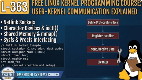 L- 363 Free Linux Kernel Programming Course: User-Kernel Communication Explained, free linux drivers course, learn linux device drivers, linux driver development tutorial, free linux kernel programming, linux device driver training, open source driver development, write linux device drivers, linux kernel driver course, free embedded linux drivers, linux driver tutorial pdf