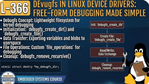 L- 366  Debugfs in Linux Device Drivers: Free-Form Debugging Made Simple, free linux drivers course, learn linux device drivers, linux driver development tutorial, free linux kernel programming, linux device driver training, open source driver development, write linux device drivers, linux kernel driver course, free embedded linux drivers, linux driver tutorial pdf
