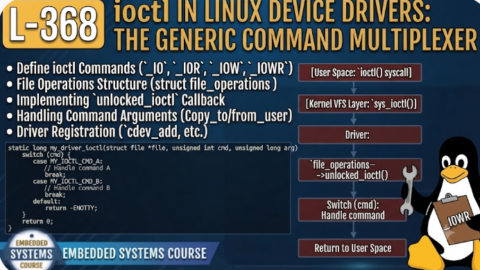 L- 368  ioctl in Linux Device Drivers: The Generic Command Multiplexer, free linux drivers course, learn linux device drivers, linux driver development tutorial, free linux kernel programming, linux device driver training, open source driver development, write linux device drivers, linux kernel driver course, free embedded linux drivers, linux driver tutorial pdf