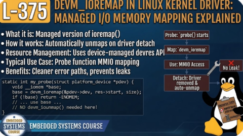 L- 375  devm_ioremap in Linux Kernel Driver: Managed I/O Memory Mapping Explained, free linux drivers course, learn linux device drivers, linux driver development tutorial, free linux kernel programming, linux device driver training, open source driver development, write linux device drivers, linux kernel driver course, free embedded linux drivers, linux driver tutorial pdf