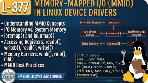 L- 377  Memory-Mapped I/O (MMIO) in Linux Device Drivers, free linux drivers course, learn linux device drivers, linux driver development tutorial, free linux kernel programming, linux device driver training, open source driver development, write linux device drivers, linux kernel driver course, free embedded linux drivers, linux driver tutorial pdf