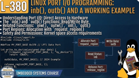 L- 380  Linux Port I/O Programming: inb(), outb() and a Working Example, free linux drivers course, learn linux device drivers, linux driver development tutorial, free linux kernel programming, linux device driver training, open source driver development, write linux device drivers, linux kernel driver course, free embedded linux drivers, linux driver tutorial pdf