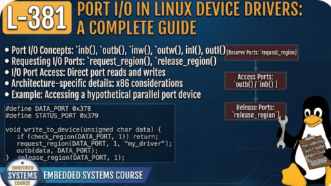L- 381 Port I/O in Linux Device Drivers: A Complete Guide, free linux drivers course, learn linux device drivers, linux driver development tutorial, free linux kernel programming, linux device driver training, open source driver development, write linux device drivers, linux kernel driver course, free embedded linux drivers, linux driver tutorial pdf