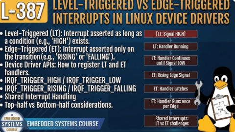 L- 387 Level-Triggered vs Edge-Triggered Interrupts in Linux Device Drivers, free linux drivers course, learn linux device drivers, linux driver development tutorial, free linux kernel programming, linux device driver training, open source driver development, write linux device drivers, linux kernel driver course, free embedded linux drivers, linux driver tutorial pdf