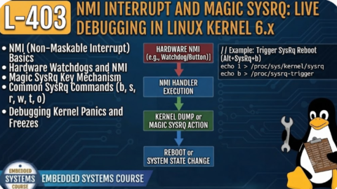 L-403 NMI Interrupt and Magic SysRq: Live Debugging in Linux Kernel 6.x, free linux drivers course, learn linux device drivers, linux driver development tutorial, free linux kernel programming, linux device driver training, open source driver development, write linux device drivers, linux kernel driver course, free embedded linux drivers, linux driver tutorial pdf