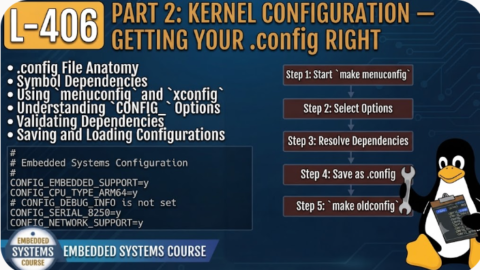 L-406 Part 2: Kernel Configuration — Getting Your .config Right, free linux drivers course, learn linux device drivers, linux driver development tutorial, free linux kernel programming, linux device driver training, open source driver development, write linux device drivers, linux kernel driver course, free embedded linux drivers, linux driver tutorial pdf