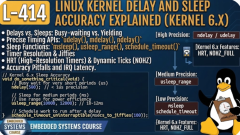 L-414 Linux Kernel Delay and Sleep Accuracy Explained (Kernel 6.x), free linux drivers course, learn linux device drivers, linux driver development tutorial, free linux kernel programming, linux device driver training, open source driver development, write linux device drivers, linux kernel driver course, free embedded linux drivers, linux driver tutorial pdf