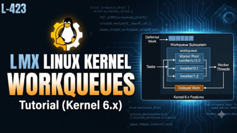 L- 423 Linux Kernel Workqueues Tutorial (Kernel 6.x), free linux drivers course, learn linux device drivers, linux driver development tutorial, free linux kernel programming, linux device driver training, open source driver development, write linux device drivers, linux kernel driver course, free embedded linux drivers, linux driver tutorial pdf
