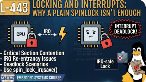 L- 443 Locking and Interrupts: Why a Plain Spinlock Isn't Enough, free linux drivers course, learn linux device drivers, linux driver development tutorial, free linux kernel programming, linux device driver training, open source driver development, write linux device drivers, linux kernel driver course, free embedded linux drivers, linux driver tutorial pdf