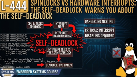 L- 444 Spinlocks vs Hardware Interrupts: The Self-Deadlock Nobody Warns You About, free linux drivers course, learn linux device drivers, linux driver development tutorial, free linux kernel programming, linux device driver training, open source driver development, write linux device drivers, linux kernel driver course, free embedded linux drivers, linux driver tutorial pdf