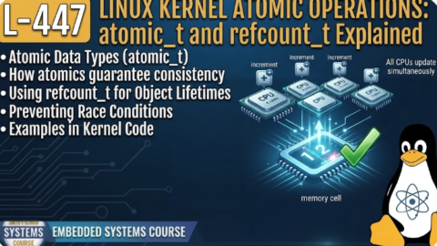 L- 447 Linux Kernel Atomic Operations: atomic_t and refcount_t Explained, free linux drivers course, learn linux device drivers, linux driver development tutorial, free linux kernel programming, linux device driver training, open source driver development, write linux device drivers, linux kernel driver course, free embedded linux drivers, linux driver tutorial pdf
