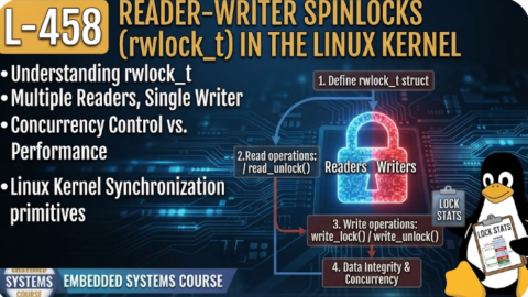 L- 458 Reader-Writer Spinlocks (rwlock_t) in the Linux Kernel, free linux drivers course, learn linux device drivers, linux driver development tutorial, free linux kernel programming, linux device driver training, open source driver development, write linux device drivers, linux kernel driver course, free embedded linux drivers, linux driver tutorial pdf