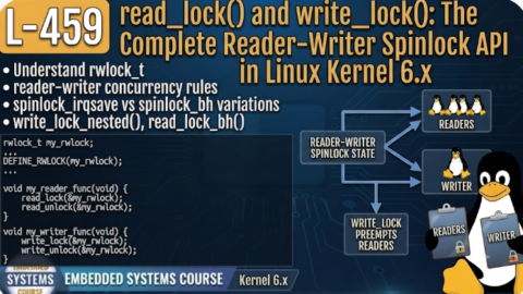 L- 459 read_lock() and write_lock(): The Complete Reader-Writer Spinlock API in Linux Kernel 6.x, free linux drivers course, learn linux device drivers, linux driver development tutorial, free linux kernel programming, linux device driver training, open source driver development, write linux device drivers, linux kernel driver course, free embedded linux drivers, linux driver tutorial pdf