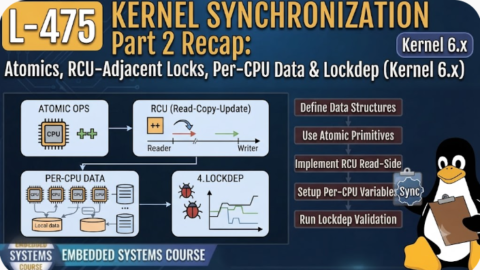 L- 475 Kernel Synchronization Part 2 Recap: Atomics, RCU-Adjacent Locks, Per-CPU Data & Lockdep (Kernel 6.x), free linux drivers course, learn linux device drivers, linux driver development tutorial, free linux kernel programming, linux device driver training, open source driver development, write linux device drivers, linux kernel driver course, free embedded linux drivers, linux driver tutorial pdf