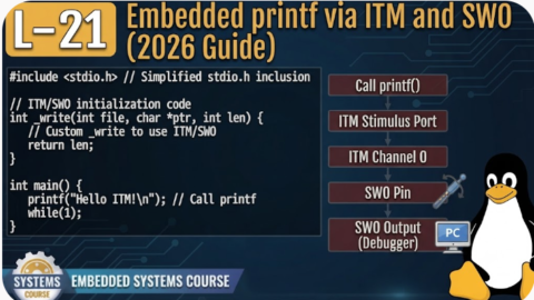 L-21 Embedded printf via ITM and SWO, Embedded C Course for Freshers, Embedded Systems Course in Hyderabad, Embedded Systems Institute in Hyderabad, Embedded Systems Training Online, Embedded Systems Course Online, Embedded Systems Classes in Hyderabad, Embedded Systems Training for Freshers, Embedded Systems Course for Beginners, Embedded Programming Course, Embedded Programming Training in Hyderabad,